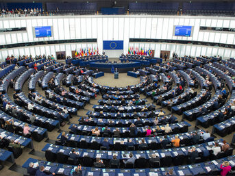 Blick von der Empore auf eine Sitzung des Europäischen Parlaments
