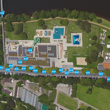 Landkarte zu den Standorten der Sensoren am Auepark Kassel