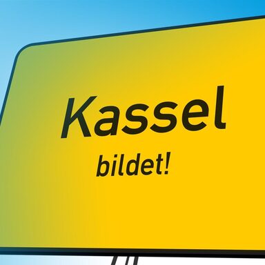 Ortsschild Kassel bildet