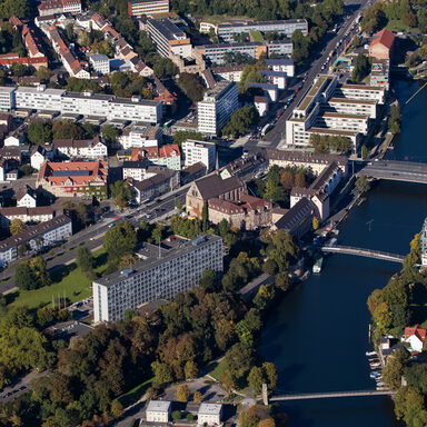 Luftbild der Brüderkirche und Umgebung