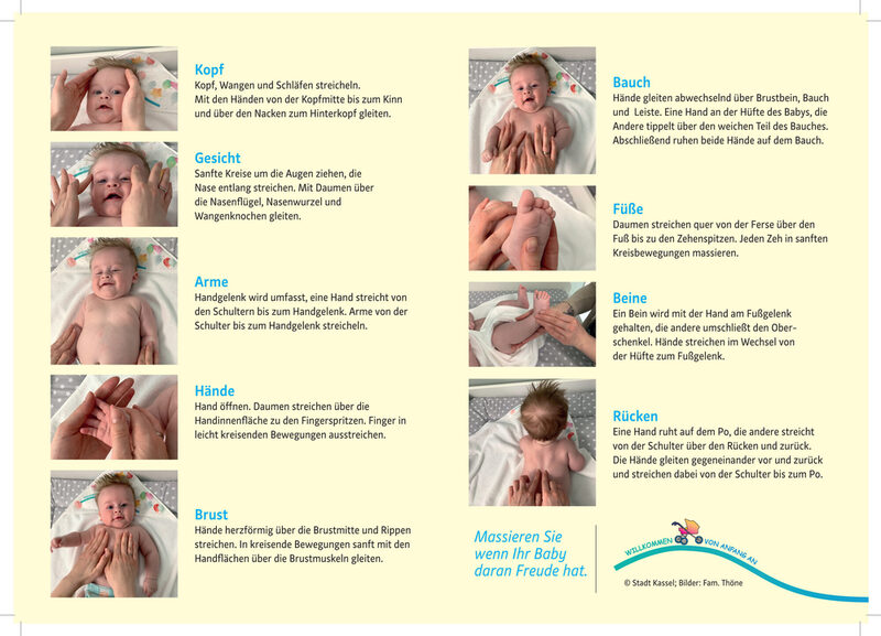 Flyerseite zu Massagetipps für Babys