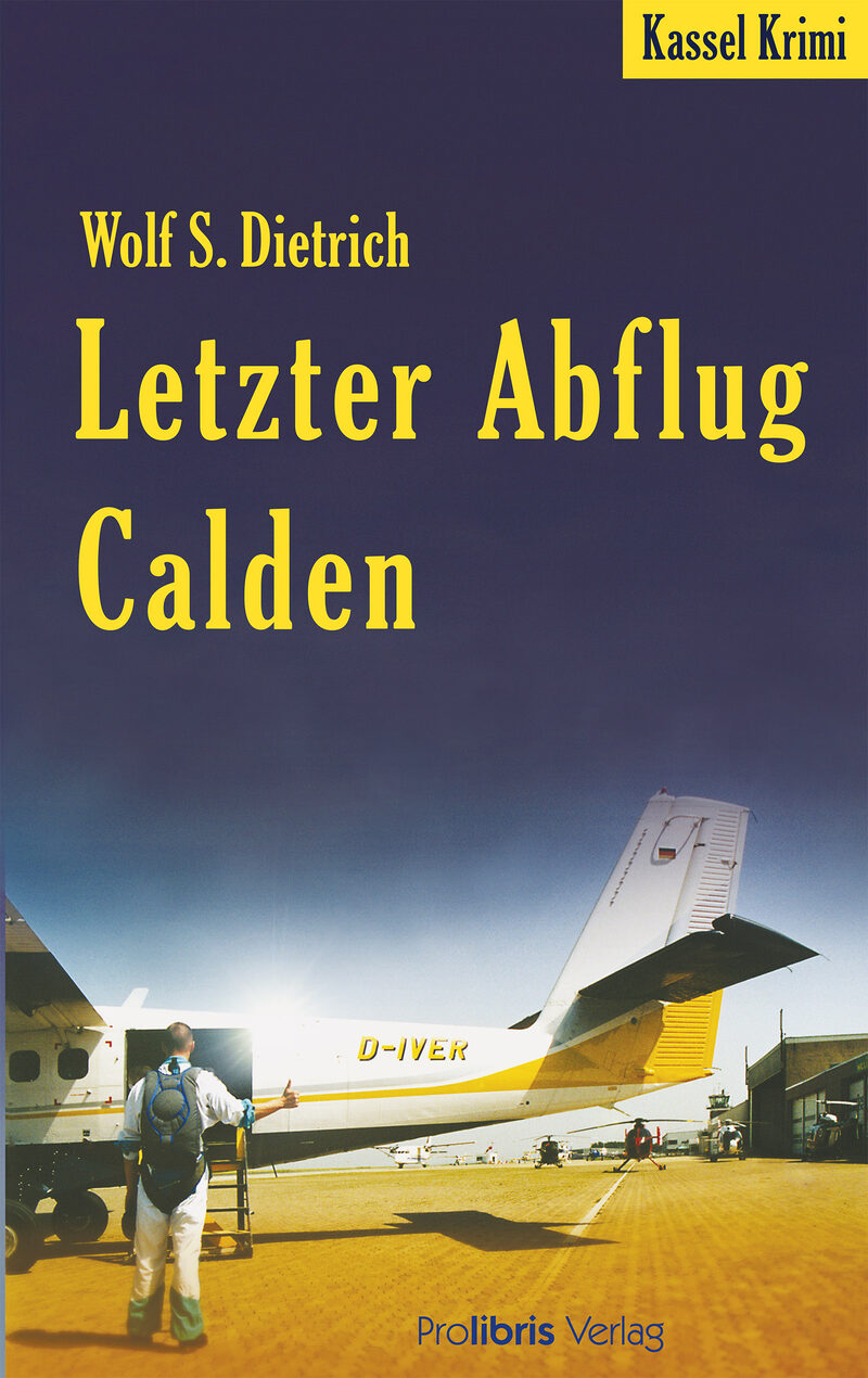 Buchcover mit Person vor einem kleinen Flugzeug