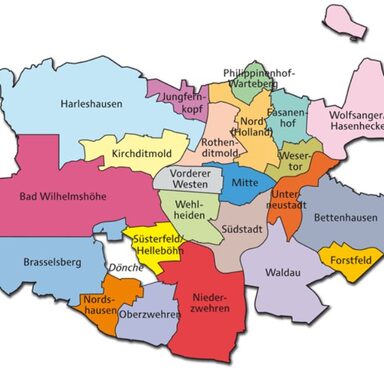 Die 23 Stadtteile Kassels