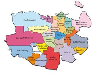Die 23 Stadtteile Kassels