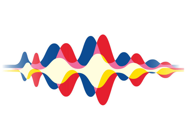 Logo mit bunten Linien die wie Schallwellen aussehen.