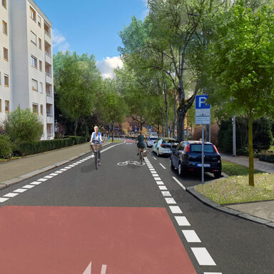 Planungsfoto der Fahrradstraße Königstor