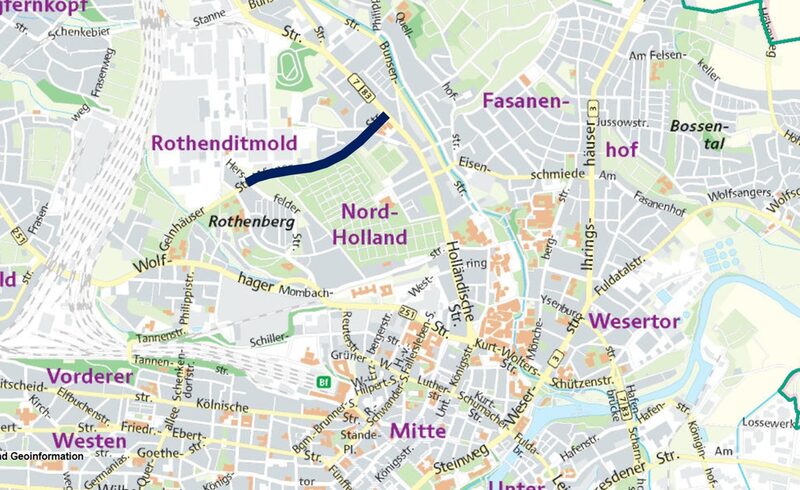Kartenausschnitt von Kassel