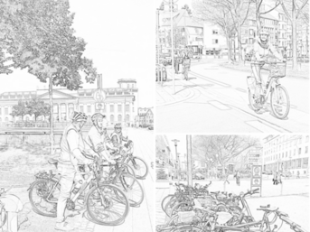 Zeichnung von Fahrradfahrern