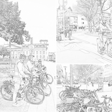 Zeichnung von Fahrradfahrern