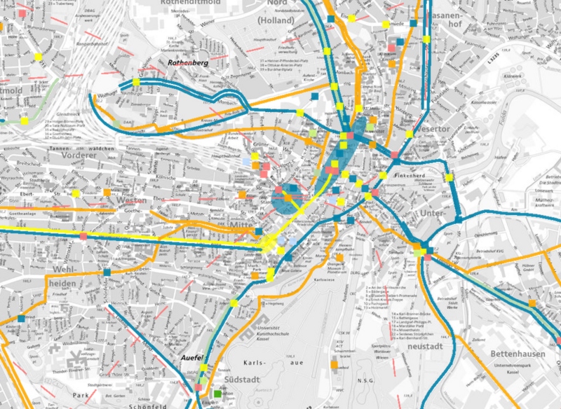 Interaktiver Stadtplan mit Maßnahmen des Verkehrsentwicklungsplans
