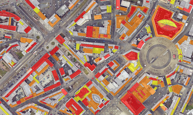Abbildung Kartenausschnitt Solardachfinder Kassel