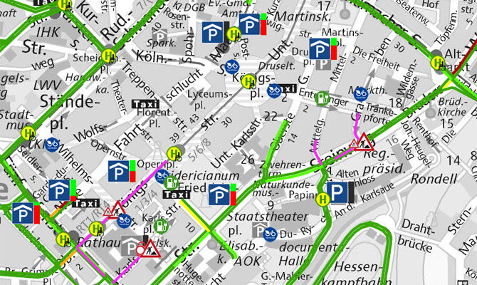 Abbildung Kartenauszug Aktuelle Verkehrsinformationen