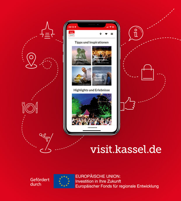 Ansicht der Progressive Web App "Visit Kassel" auf dem Smartphone
