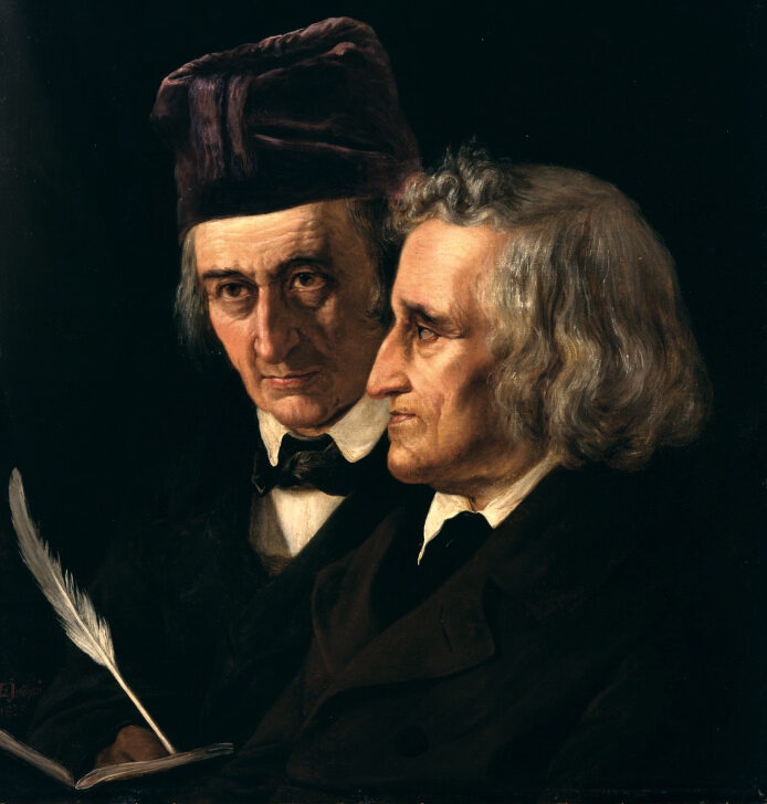 Porträt der Brüder Wilhelm Grimm und Jacob Grimm, Gemälde von Elisabeth Jerichau-Baumann