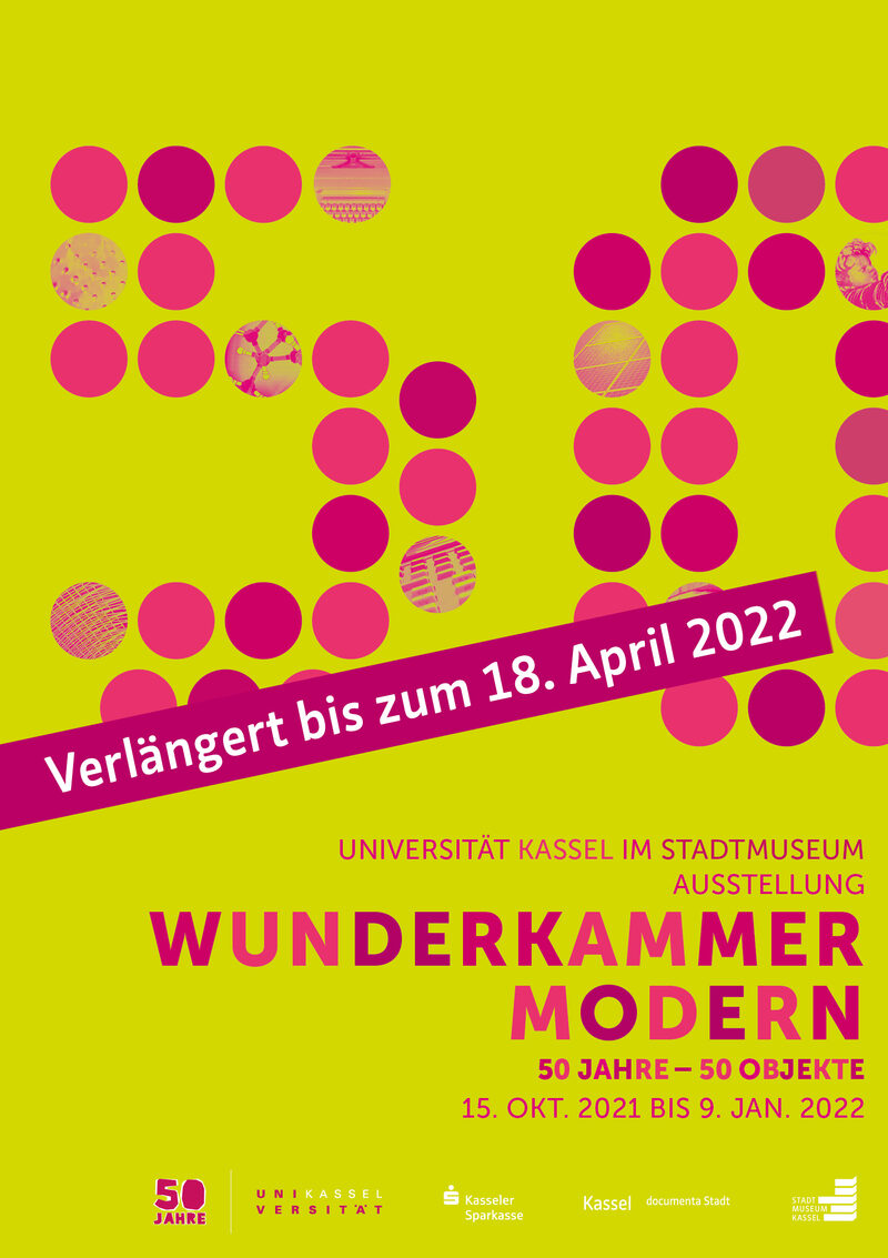 Plakat zur Sonderausstellung Wunderkammer modern - 50 Jahre Uni Kassel