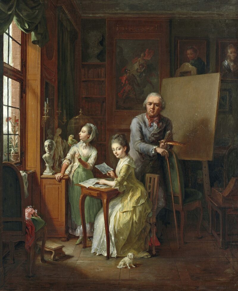 Johann Heinrich Tischbein d. Ä.: Der Künstler und seine Töchter, 1774, Landesmuseum Hannover