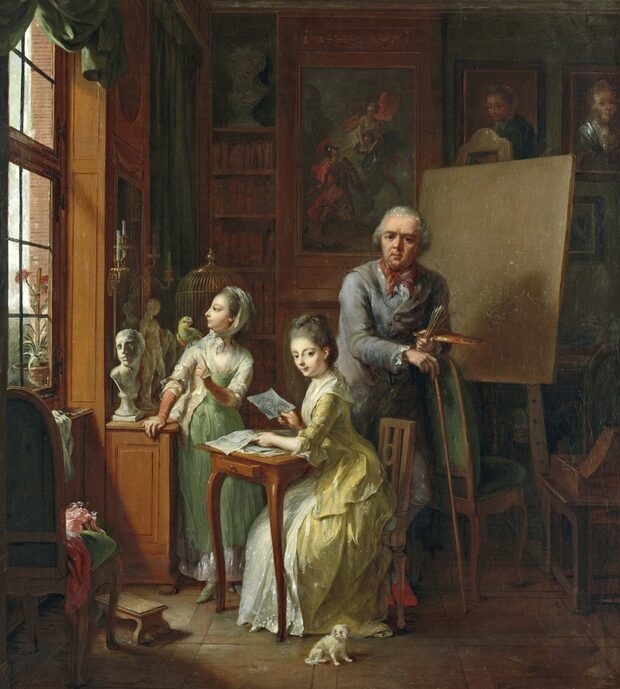 Johann Heinrich Tischbein d. Ä.: Der Künstler und seine Töchter, 1774, Landesmuseum Hannover