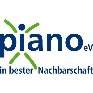 Logo mit Schriftzug "piano eV" und kleiner Schriftzug "in bester Nachbarschaft"