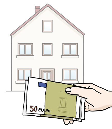 Abbildung von einem Haus und Geld