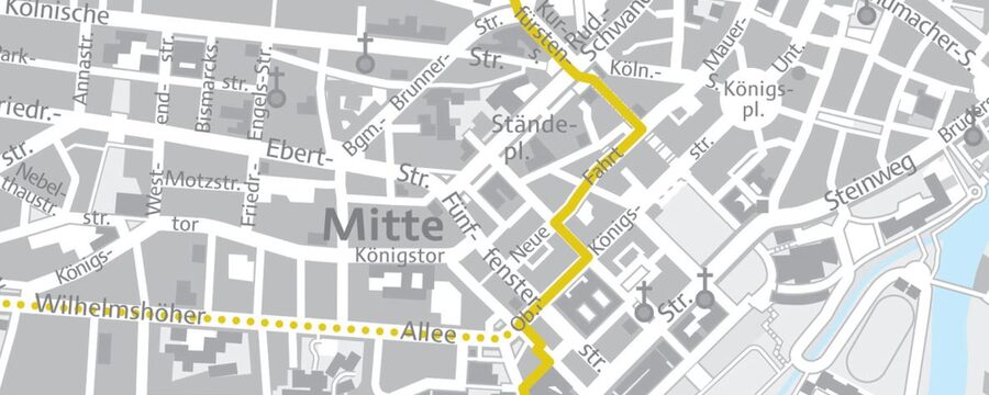 Kartenausschnitt documenta-Parcours Stadtraum