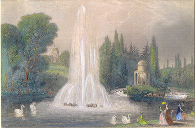 Große Wasserfontäne im Park Wilhelmshöhe um 1840