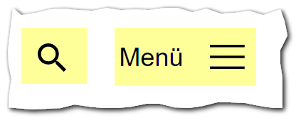Screenshot von dem Symbolen Lupe und Menü