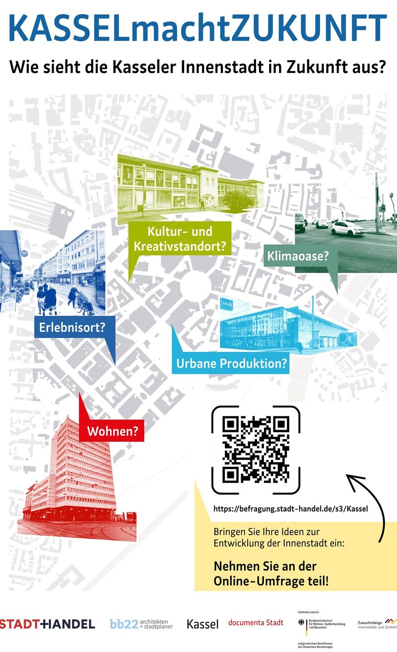 Werbeplakat für die Online-Umfrage zum Thema "Zukunft der Innenstadt".