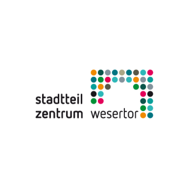 Logo Stadtteilzentrum Wesertor mit gleichem Schriftzug und bunten Punkten
